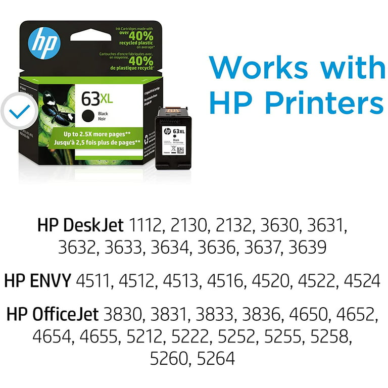 3PK Black 2PK Color Ink Compatible with HP 63XL OfficeJet 4650 4654 4652 4655